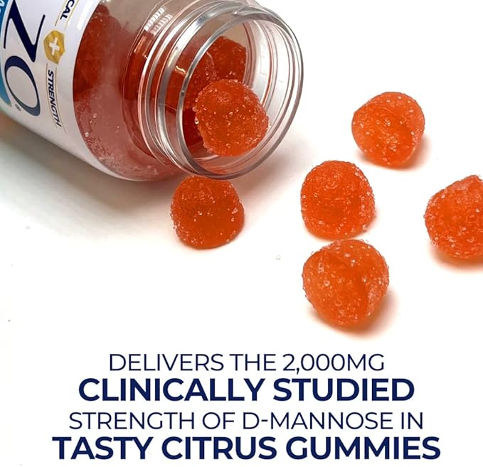 AZO D Mannose Urinary Tract Health Gummies, 40 Count, Clinical Strength 2000mg, Helps Cleanse, Flush & Protect, No.1 Pharmacist Recommended Brand, Vegan Tangy Citrus Blast Flavor, Non-GMO, Gluten Free