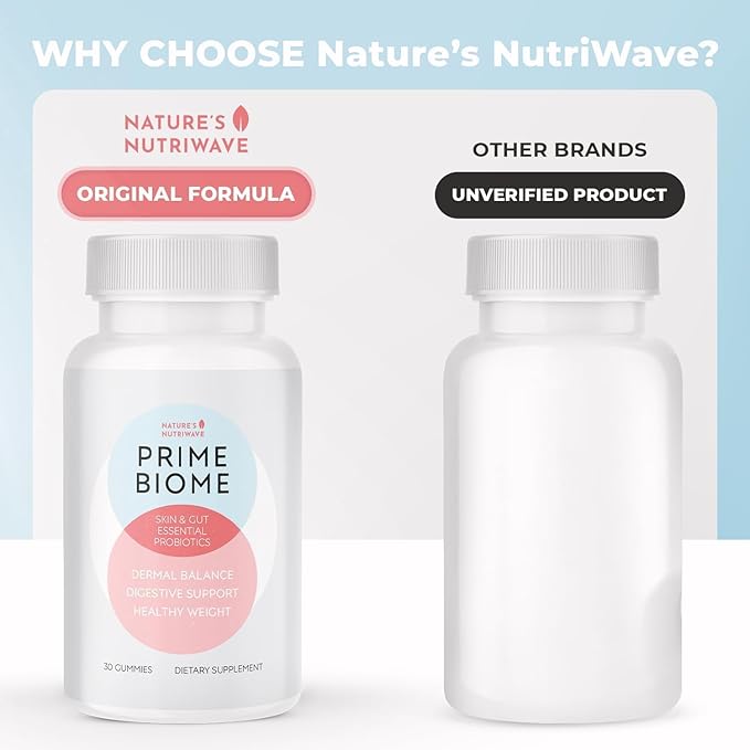 PrimeBiome Probiotic Gummies – Plant-Based Blend with Inulin, Lion’s Mane, Ginger & More– Non-GMO, No Stimulants, GMP Certified – 30 Gummies, 6 Month Supply