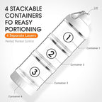 BYLWORKOUT 3 Layers Protein Travel Container with Funnel and Keychain | Cute Protein and Kitchen Storage Containers | Clear Plastic Kitchen Grade Box Organisers for Workout and Travel (White)