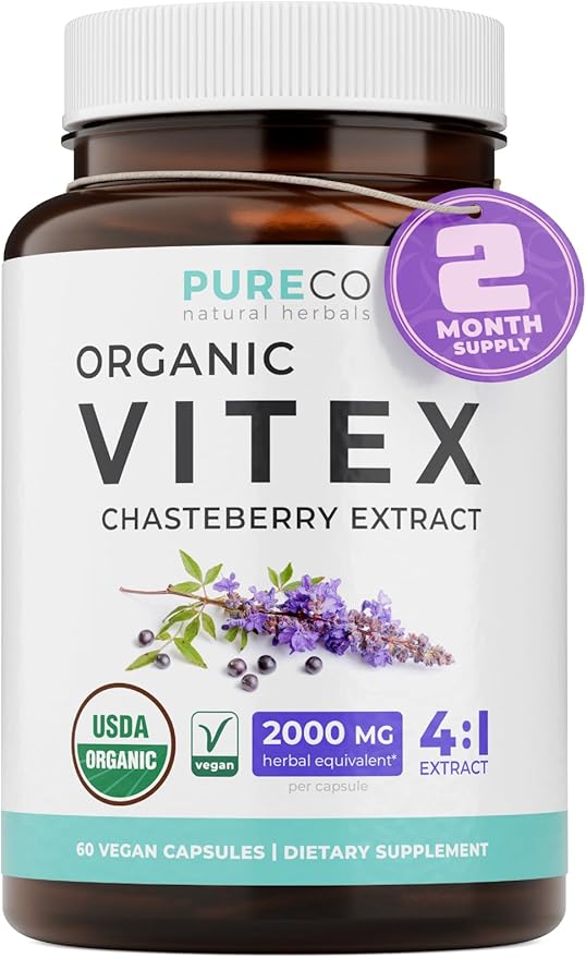 Organic Vitex Chasteberry Supplement for Women - High Strength Chaste Tree Berry Extract Supports Hormone Balance for Women from PMS to Menopause - Filler Free Vegan & Non-GMO (2 Month Supply)
