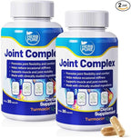 Joint Complex Turmeric Supplement, Turmacin® Turmeric Root Extract 500mg & Q-Actin® Cucumber Enzyme 20mg, Herbal Support for Daily Joint Health, Suitable for Sensitive Users, 60 Capsules-2 Packs