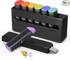 Weekly Pill Organizer 2 Times a Day - Am Pm Pill Box 7 Day, Large Twice Medicine Pill Case for Daily Medication, Vitamins, Fish Oils, Supplements Portable Week Pill Holder Container, Translucent Black