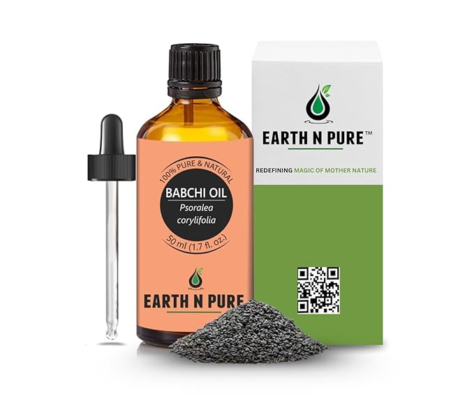 Earth N Pure Babchi Oil (Bakuchi Oil) Cold Pressed, Natural & Therapeutic Grade with Glass Dropper - 50 ml