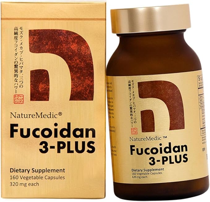 Fucoidan 3-Plus Brown Seaweed Immunity Supplement with Three Types of High Purity Fucoidan Organic Mekabu Fucus Mozuku Agaricus Capsule Type Made in Japan (1)