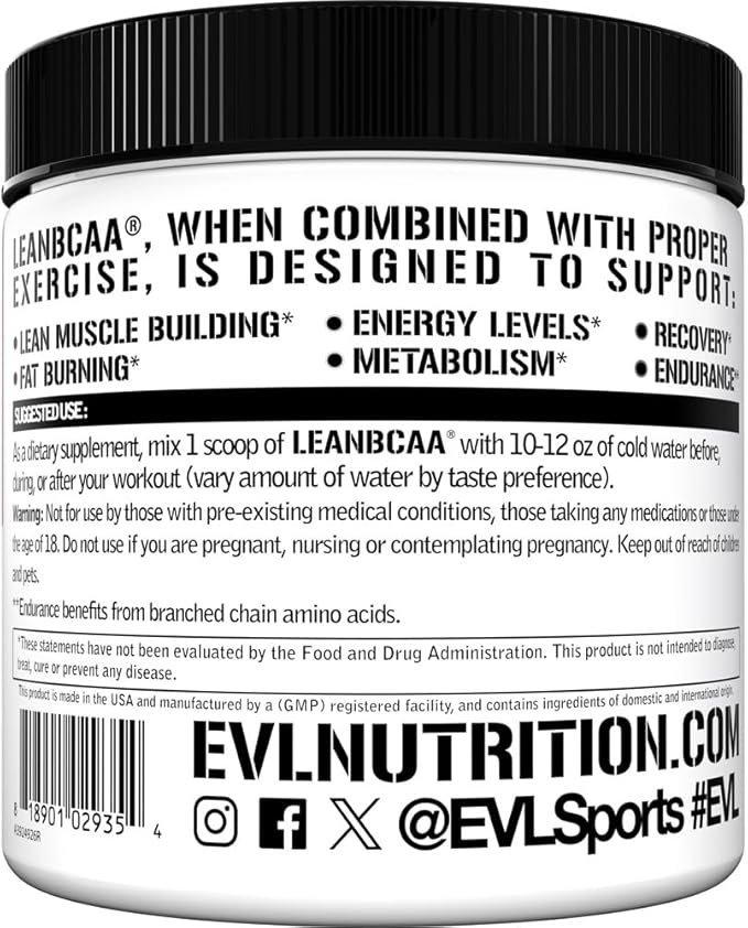 Stimulant Free Lean BCAA Powder - Evlution Nutrition BCAAs Amino Acids Powder with CLA Carnitine and 2:1:1 Branched Chain Amino Acids Supports Muscle Recovery Fat Burn and Metabolism - Fruit Punch