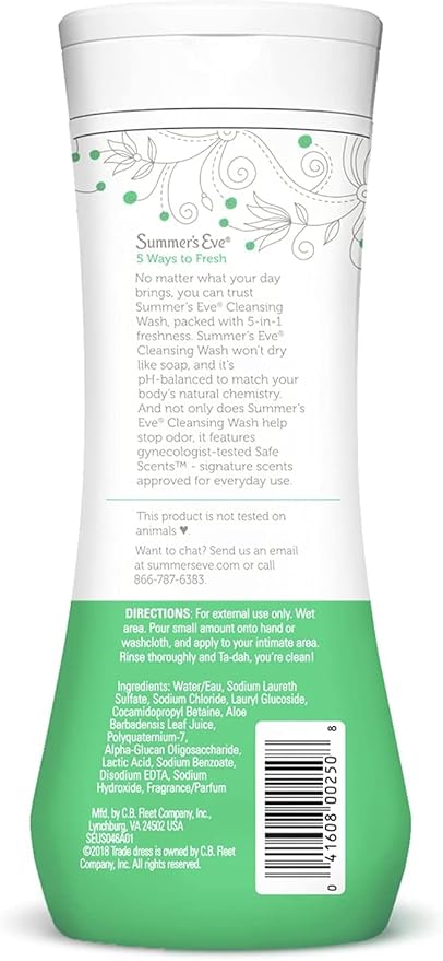 Summer's Eve Aloe Love Gentle Daily Feminine Wash, Removes Odor, pH balanced, 15 fl oz. (Pack of 1)