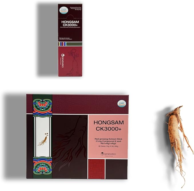 CK3000+ 6 Year Old Panax Red Ginseng Extract 100% 3000mg per Stick, High Ginsenoside (30mg), No Sugar, No Additives, Fermented Korean Red Ginseng, Energy & Immune Support, 30 Sticks