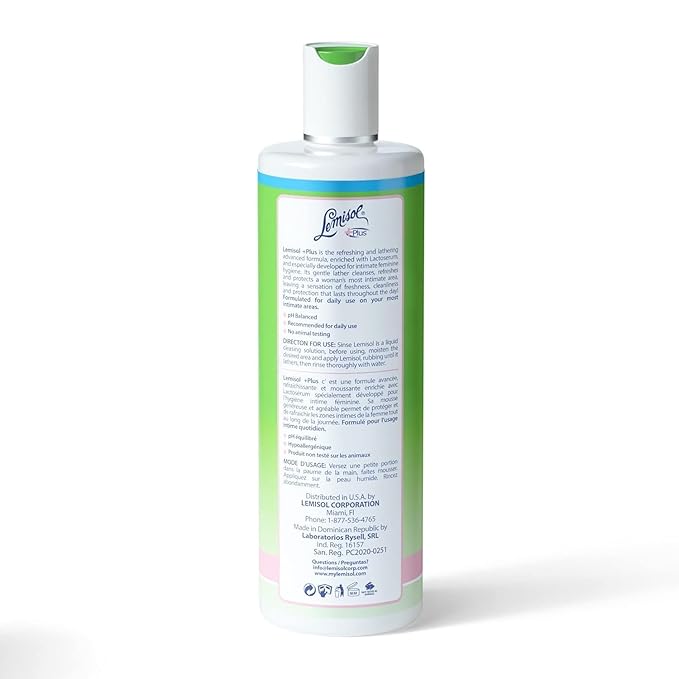 Lemisol Feminine Wash, Daily Cleanser, Hypoallergenic, 2-Pack of 16 FL Oz Each, 2 Bottles