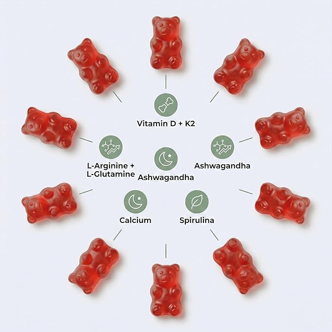 Novexa Growth Gummies, with Vitamin D3 & K2, Natural Strawberry Flavor, Non-GMO Formula,60 Count (1pcs)