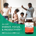Energy Plus by Pure Essence - Caffeine Free, All Natural Herbal Energy and Focus Supplement - Smooth, No Jitters No Crash - 60 Tablets