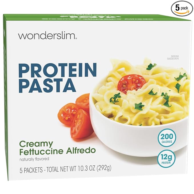WonderSlim Protein Pasta, Creamy Fettuccini Alfredo, 12g Protein, 200 Calories (5ct)