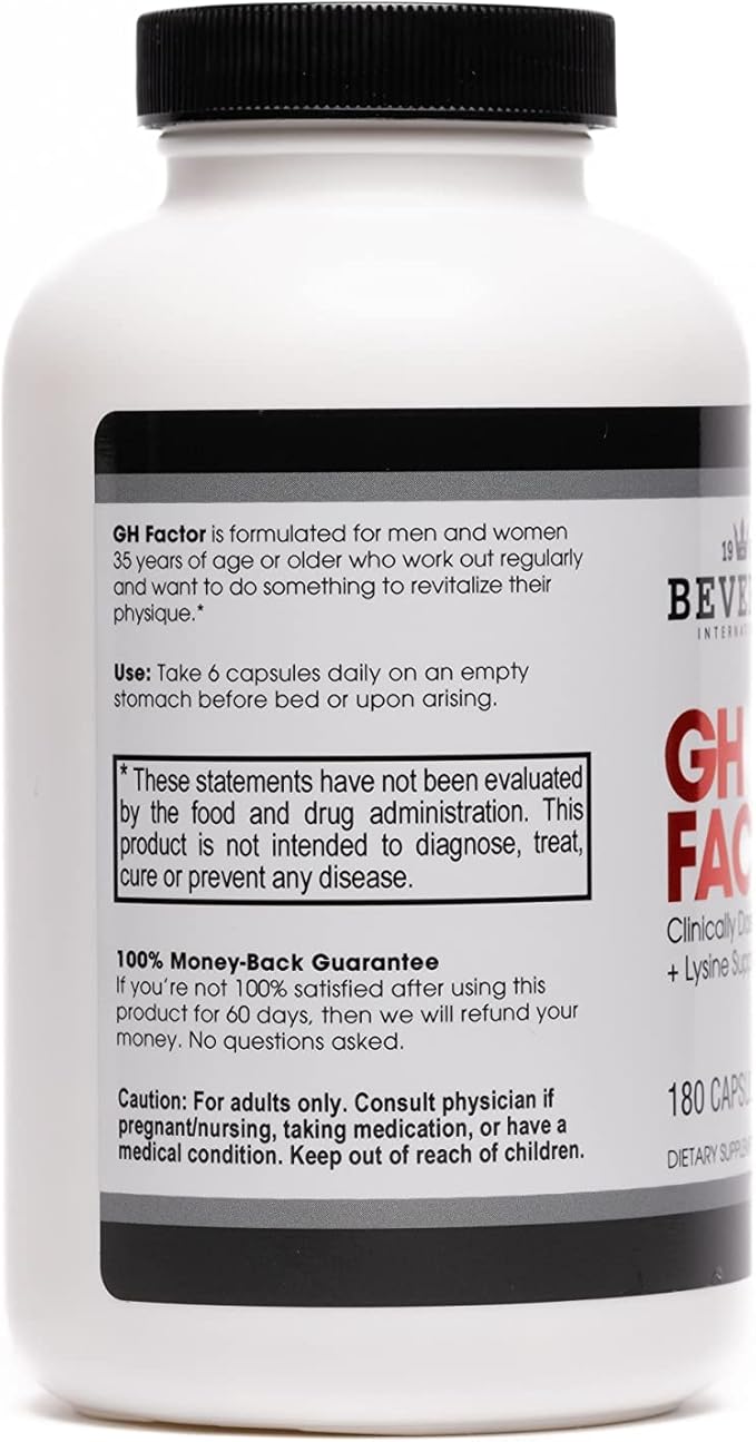 Beverly International GH Factor, 180 Capsules. Arginine and Lysine Supplement, Amino Acid Formula. Revitalize Your Physique.