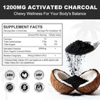 Activated Charcoal Gummies 1200mg, with Organic Coconut Shell Charcoal & 2 Billion Probiotics, Natural Gas & Bloating Relief, Digestive Support, Non-GMO, Vegan, Gluten Free, Blueberry Flavor, 60Ct