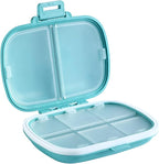 Holii Travel Pill Organizer, 8 Compartments Portable Pill Case, Daily Pill Box to Hold Vitamins, Small Pill Container for Pocket Purse Medicine Organizer（Blue）