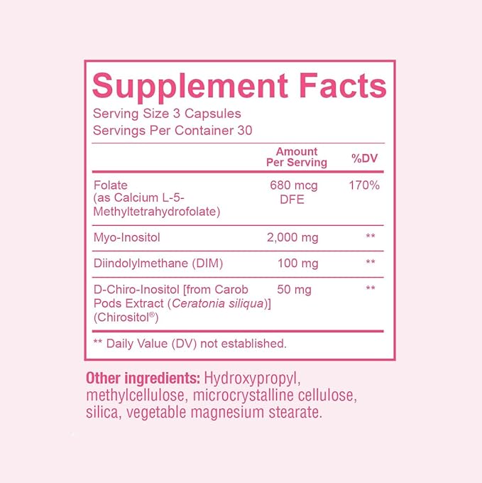 Premium Ovarian Health Support Supplement – Hormone Balance, Ovulation & Cycle Regularity - Myo-Inositol & D-Chiro Inositol Supplement for Women – 40:1 Inositol Ratio With Folate & DIM – 90 Capsules