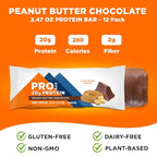 PROBAR - PROTEIN Bar, Peanut Butter Chocolate, Non-GMO, Gluten-Free, Healthy, Plant-Based, Whole-Food Ingredients, Natural Energy (12 Count)