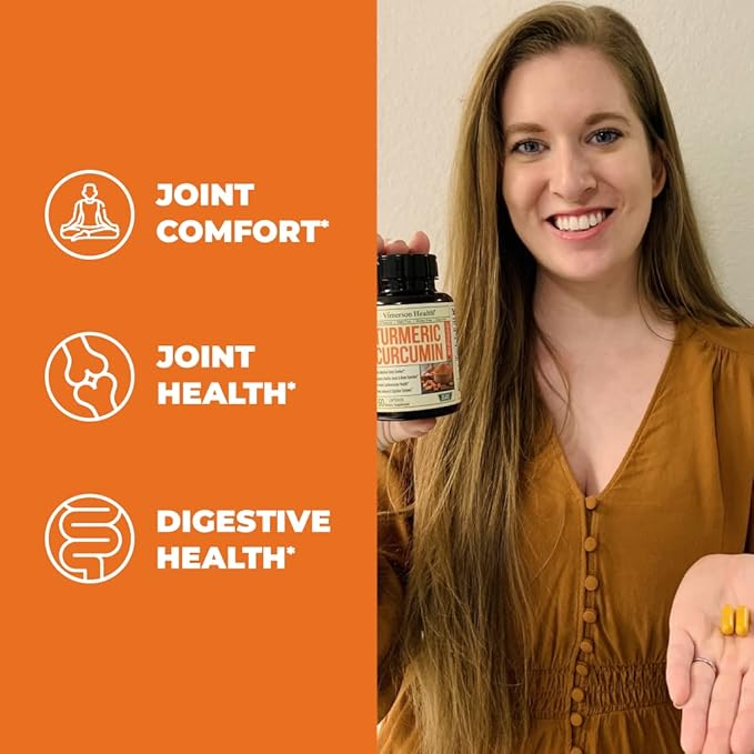Turmeric Curcumin with Black Pepper Extract & Glucosamine Chondroitin MSM Joint Support Supplement