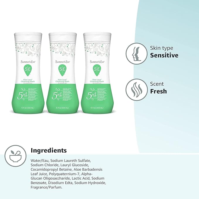 Summer's Eve Aloe Love Gentle Daily Feminine Wash, Removes Odor, pH balanced, 15 fl oz. (Pack of 1)