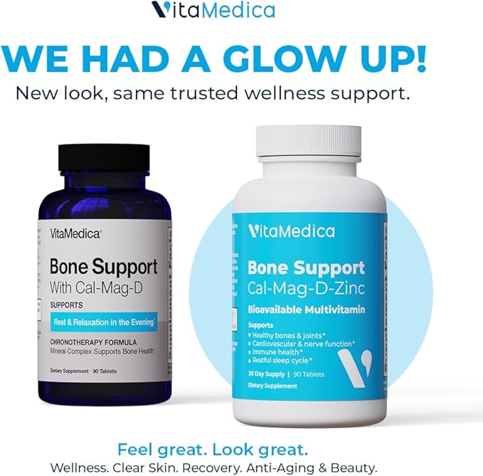 VitaMedica | Bone Support | Supplement for Bones and Joints | Calcium | Magnesium | Vitamin D & Vitamin K | Boron | Chelated Minerals | Bone Support | Natural Sleep | Made in USA | 90 Ct | 30 Servings