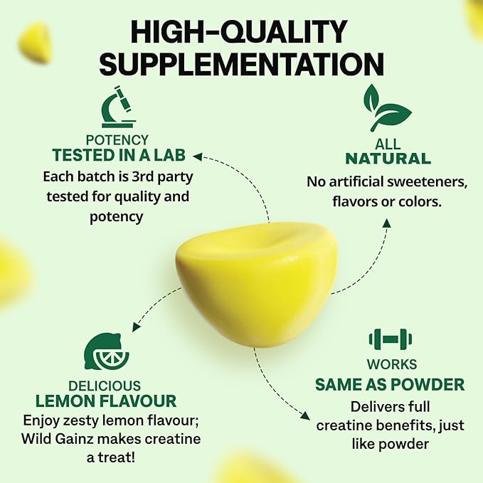 Creatine Monohydrate Gummies 5g - Made in USA - Pre Workout Creatine Chews for Women & Men, Vegan Creatine Gummy Candy, Chewable Nutritional Supplements, NSF Certified (Lemon, 150 Count)