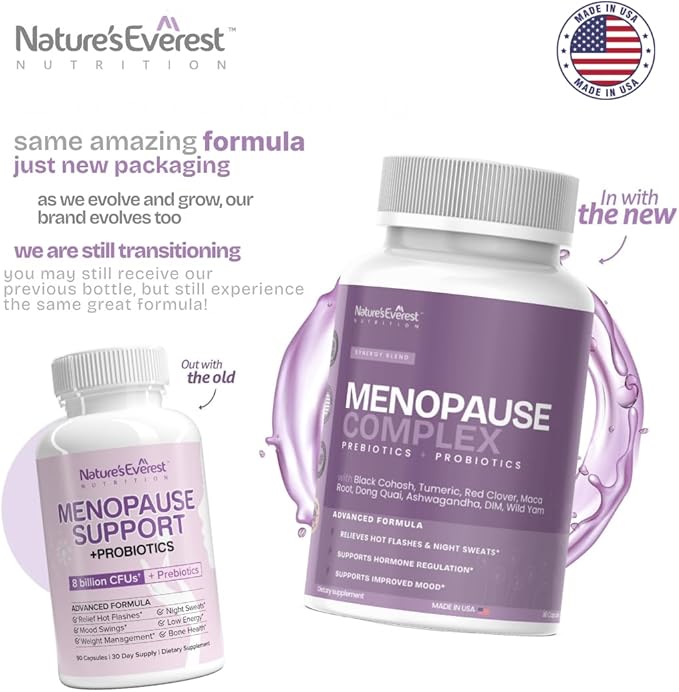 Complete Menopause Supplement for Women – Supports Hormone Balance, Hot Flashes, Night Sweats & Mood – with DIM, Black Cohosh, Dong Quai, Chasteberry, Pre & Probiotics – 90 Capsules – Made in USA