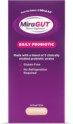 from The Makers of MiraLAX, MiraGUT Daily Probiotic, Probiotics for Digestive Health, Gluten-Free Supplement, Probiotic for Women and Men, Support Overall Digestive Health, 30 Ct