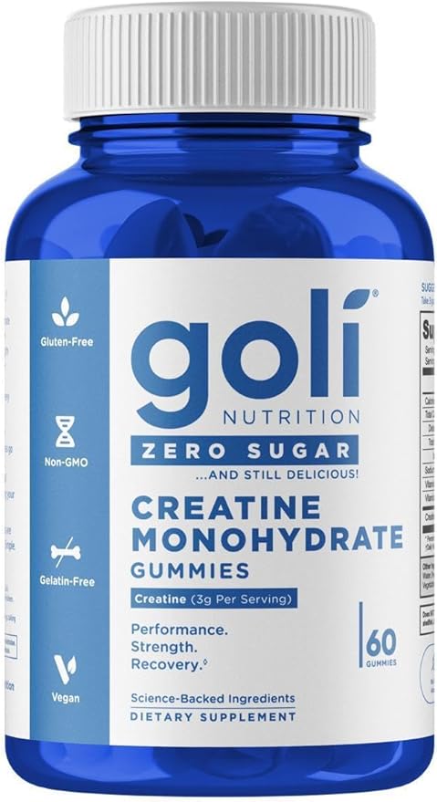 Goli Zero Sugar Creatine Gummies - Keto-Friendly, Rich in Fiber, No Sugar Alcohols, No Artificial Sweeteners, Gluten-Free, Vegan, Non-GMO, and Gelatin-Free