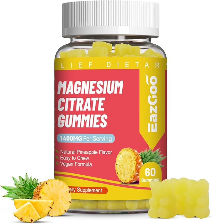 1400MG Magnesium Citrate Gummies, High Absorption Magnesium Gummies for Adults, Extra Strength Magnesium Gummy Supplement for Healthy Relaxation, Vegan, Non-GMO, 60 Count