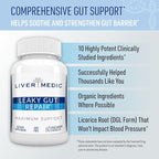 Leaky Gut Repair Natural Gut Health Supplement Glutamine Organic Slippery Elm NAG Marshmallow Root Aloe Vera MSM Quercetin Bromelain Promotes Digestive Ease, Gut Wellness 1000mg 60 Caps