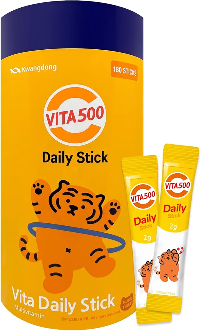 KWANGDONG Vita500 Multivitamin Powder Daily Stick, Improve Strong Immune, & Energy Boost with Vitamin C 500mg, and Vitamin B Complex (180 Sticks of 500mg)