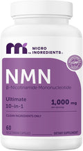 NMN Complex 1,000mg Per Serving, 60 Veggie Capsules | 10-in-1 with Nicotinamide Mononucleotide, Vitamin C, Resveratrol, CoQ10, TMG, Quercetin, & Glutathione | NAD+ Supplement Precursor | Filler Free