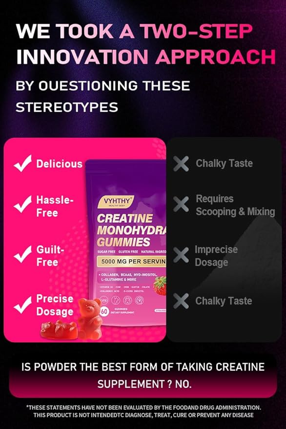 Creatine Monohydrate Gummies – with Collagen, BCAAs, L-Glutamine, Biotin, Zinc, Vitamin D3 & Hyaluronic Acid – Daily Pre & Post Workout Recovery, Sugar-Free（150 Gummies）