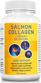 Salcoll Premium Marine Collagen Capsules, 120 Count, Fish Collagen Supplement for Joint Support, Skin, Hair & Nails