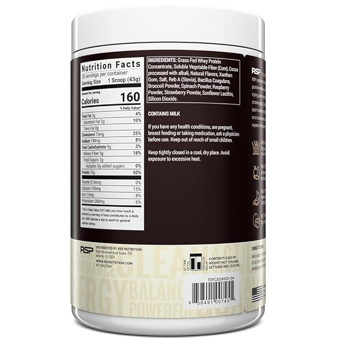 TrueFit High Fiber Protein Powder, Grass-Fed Whey Meal Replacement Shake with Prebiotics, Probiotics, & Organic Superfoods, Keto Friendly, Gluten Free