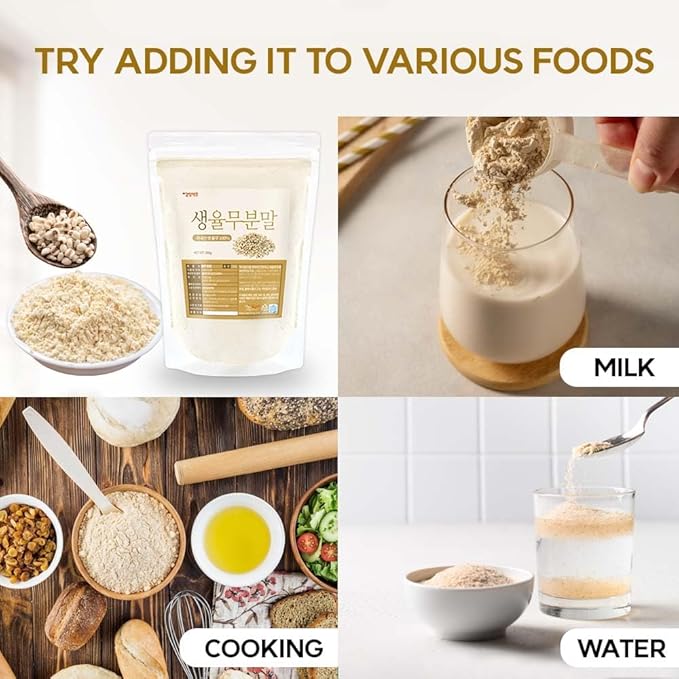 Korean Job's Tears Powder – 100% Roasted or Raw Yulmu from Korea, Finely Ground, No Additives, Plant-Based Ingredient for Smoothies, Porridge, and Cooking 생율무가루 (10.6 oz (300g), Raw Job's Tears)