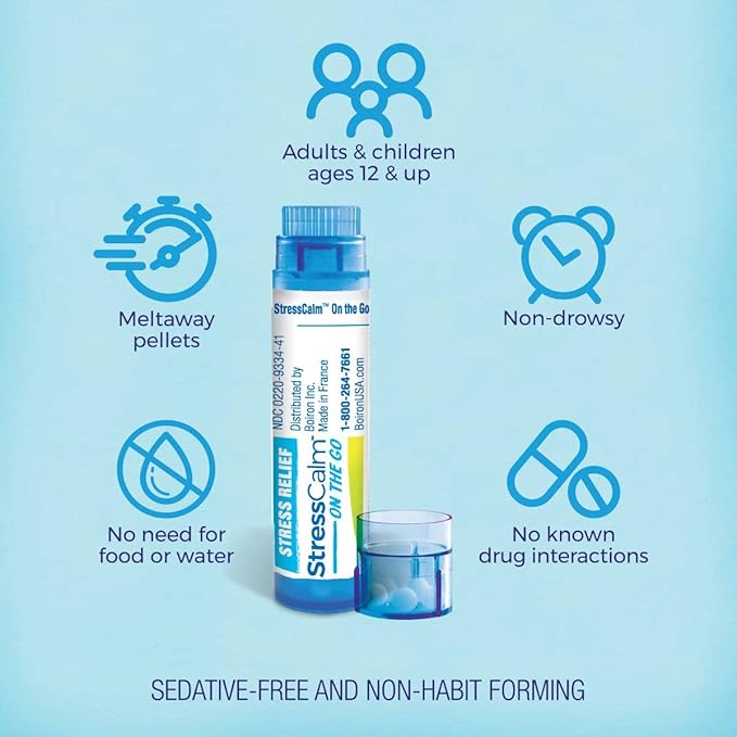 Boiron StressCalm On The Go for Relief of Stress, Anxiousness, Nervousness, Irritability, and Fatigue - 80 Count, (Pack of 4)