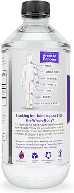 Hyalogic Hyaluronic Acid Liquid Supplement - 100mg High Molecular Weight Hyaluronic Acid for Joints, MSM Advanced Joint Support, Vegan Oral Hydration Formula, 12 oz