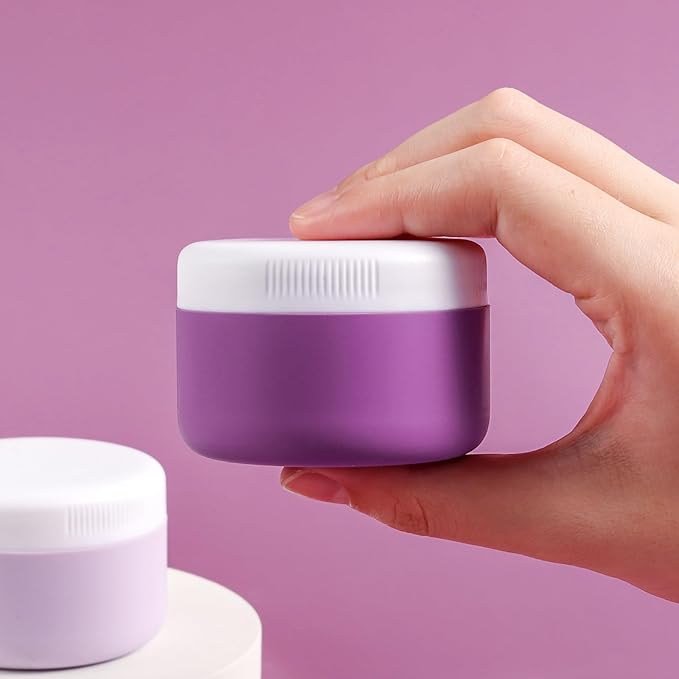 Kuangre Travel Containers for Toiletries, Silicone Cream Jars BPA-Free, Leak-proof 2oz Travel Size Containers, Portable Size Silicone Jars with Lid for Cosmetic Face Hand Body Cream (4 Pack)