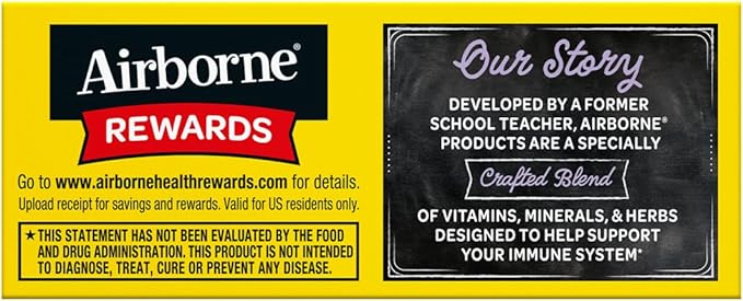 Airborne Elderberry Extract + Vitamin C 1000mg (per Serving) - Effervescent Tablets (20 Count in a Box), Gluten-Free Immune Support Supplement, with Vitamins A C E, Zinc, Selenium, Sugar Free