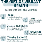 WEEM Hair Skin and Nails Gummies - Supports Healthy Hair - Vegan biotin Vitamins for Women & Men Supports Faster Hair Growth, Stronger Nails, Healthy Skin, Extra Strength (2)