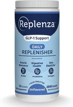 Replenza Daily Replenisher Nutritional Support Powder – Muscle Recovery, Digestive Health & Skin Elasticity Mix of Amino Acids, Prebiotics and Collagen Peptides – Unflavored, 30 Scoops