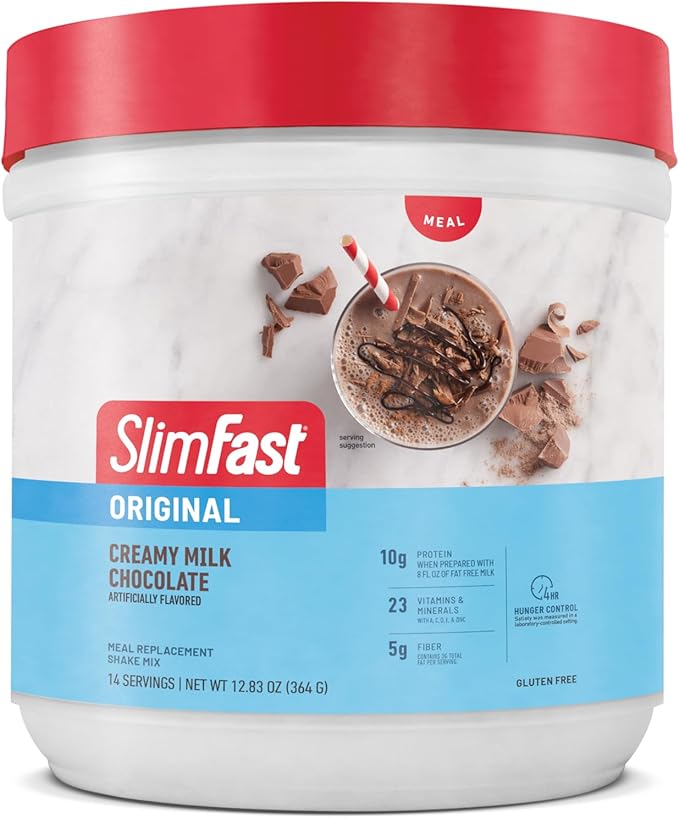 SlimFast Original Meal Replacement Powder, Creamy Milk Chocolate, Weight Loss Shake Mix, 10g of Protein, 14 Servings (Pack of 3) (Packaging May Vary)