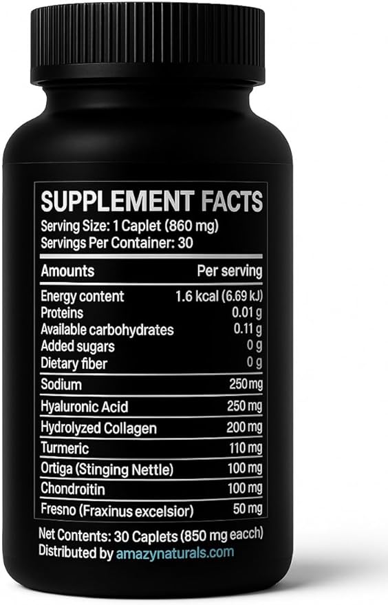 Ambition Flexiwell Joint Support Supplement with Hyaluronic Acid, Collagen, Turmeric, 30 Caplets, 850mg