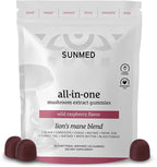 SUNMED All-in-One Mushroom Gummy Supplements for Focus, Energy, Mood & Immune Support – 10 Functional Mushrooms (Lion’s Mane, Reishi, Cordyceps, Chaga) | Wild Raspberry Flavor, 60ct
