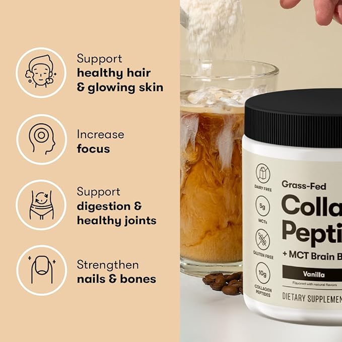Perfect Keto Collagen Peptides Protein Powder with MCT Oil, Hydrolyzed Collagen, Type I & III Supplement, Gluten Free Grass Fed, Low Carb, Keto Coffee Creamer, Collagen for Women & Men, Peanut Butter