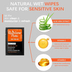 RainbowPana 120 Count Flushable Wipes for Men: ON-THE-GO, Individually Wrapped | Butt Wipes, Travel Wipes | Lightly Scented - Vitamin C, E, Aloe, Plant Extract | Hypoallergenic, Sensitive Skin