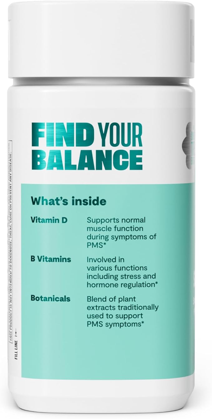 Habit PMS Support Supplement for Women (60 Capsules) - Supports Premenstrual Symptoms & Stress, Hormone Balance, Mood, B Vitamins, Vitamin D, Chasteberry, Ashwagandha, Gluten-Free, Non-GMO (1 Pack)