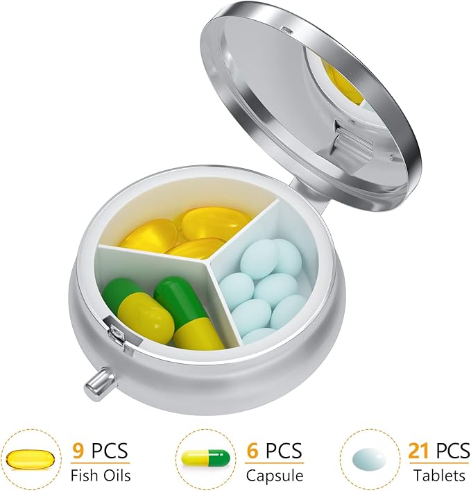 3 Pack Pill Box, Small Pill Case for Purse & Pocket, Cute Travel Medicine Organizer, Portable Medicine Container Holder to Hold Vitamins, Medication, Fish Oil & Supplement, Abstract Art Marble