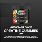 Bounce Pro Creatine Monohydrate Gummies for Men & Women, Low Calorie, 6G of Creatine per Serving, Vegan, Anti-Melting, Gluten-Free, Non-GMO (72 Count (Pack of 1), Strawberry Kiwi)