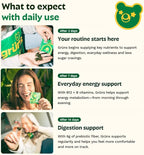Gruns Sugar-Free Super Greens Gummies, Multivitamin Superfood Gummy Bears, Spirulina, Chlorella, Prebiotics & Fiber gummies for Digestive Health, Adaptogens Supplement, 20 Vitamins & Minerals, 10 pack